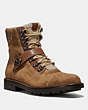 COACH®,HIKER BOOT,Coated Canvas,Light Saddle/Khaki,Front View