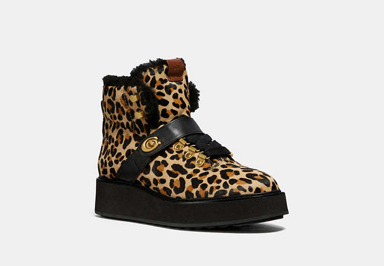 COACH®,COACH CITY HIKER WITH LEOPARD PRINT,Haircalf,NATURAL/BLACK,Front View image number 0
