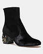 COACH®,JULIET ANKLE BOOTIE,Mixed Material,Black,Front View
