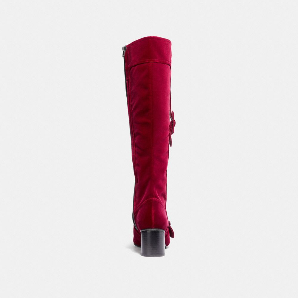 COACH®,KNEE HIGH SIGNATURE BUCKLE BOOT,Velvet,Wine,Alternate View