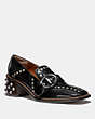 COACH®,SIGNATURE BUCKLE LOAFER,Leather,Black,Front View