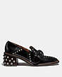 COACH®,SIGNATURE BUCKLE LOAFER,Leather,Black,Angle View
