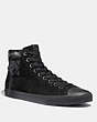 COACH®,C220 HIGH TOP SNEAKER,Suede,Black,Front View