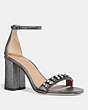 COACH®,MAYA SANDAL WITH STUDS,Leather,Gunmetal,Front View