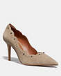 COACH®,WAVERLY PUMP,Suede,GREY,Front View