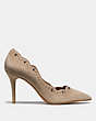 COACH®,WAVERLY PUMP,Suede,GREY,Angle View