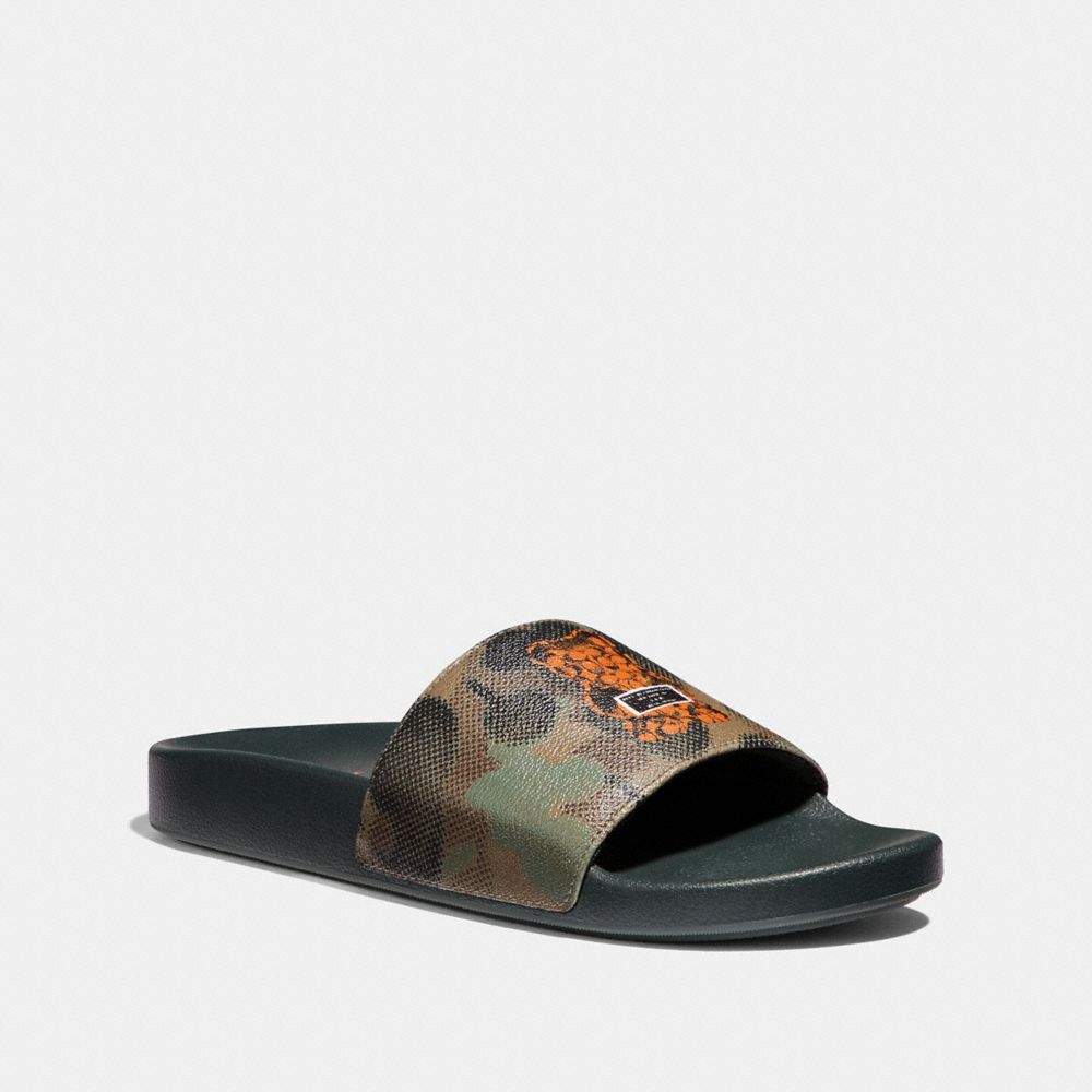 COACH®,VANDAL GUMMY COACH EDITION SLIDE,Coated Canvas,MILITARY WILD BEAST,Front View