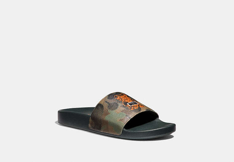 COACH®,VANDAL GUMMY COACH EDITION SLIDE,Coated Canvas,MILITARY WILD BEAST,Front View image number 0