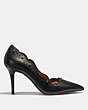 COACH®,WAVERLY PUMP,Leather,Black,Angle View