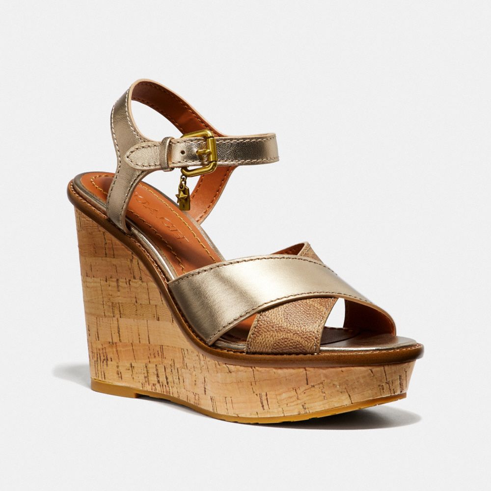 Cross Band High Wedge Sandal