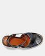 COACH®,CROSS BAND HIGH WEDGE SANDAL,Mixed Material,Charcoal/Gunmetal,Inside View,Top View