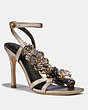 COACH®,BIANCA SANDAL WITH LEATHER PAILLETTES,metallicleather,CHAMPAGNE,Front View