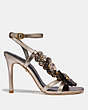 COACH®,BIANCA SANDAL WITH LEATHER PAILLETTES,metallicleather,CHAMPAGNE,Angle View
