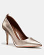 COACH®,WAVERLY PUMP,metallicleather,CHAMPAGNE,Front View