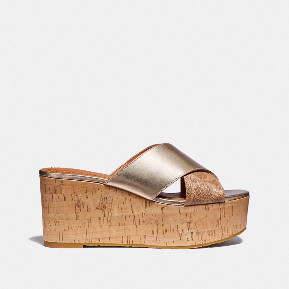 Coach cross band hot sale wedge sandals