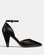 COACH®,WYNNE ANKLE STRAP D'ORSAY,Leather,Black,Angle View