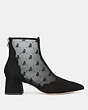 COACH®,SKYLER ANKLE BOOTIE WITH TEA ROSE MESH,Suede,Black,Angle View