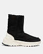 COACH®,PORTIA COLD WEATHER BOOTIE,Shearling,Black,Angle View