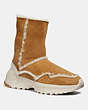 COACH®,PORTIA COLD WEATHER BOOTIE,Shearling,CAMEL/NATURAL,Front View