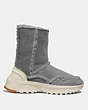 COACH®,PORTIA COLD WEATHER BOOTIE,Shearling,GREY/GREY,Angle View