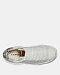 COACH®,C101 LOW TOP SNEAKER,Metallic Leather,White/Silver,Inside View,Top View