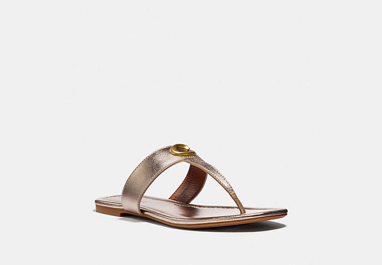 COACH®,JESSIE SANDAL,Metallic Leather,CHAMPAGNE,Front View image number 0