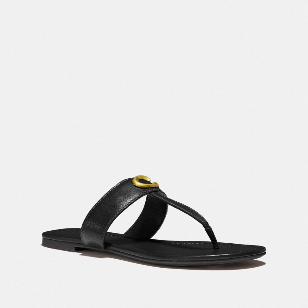 COACH®,JESSIE SANDAL,Leather,Black,Front View image number 0
