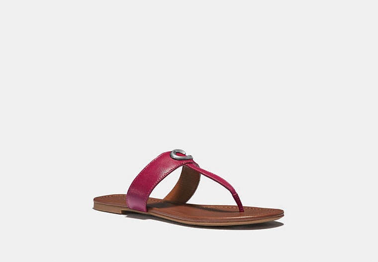 COACH®,JESSIE SANDAL,Leather,Bright Cherry,Front View