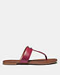 COACH®,JESSIE SANDAL,Leather,Bright Cherry,Angle View