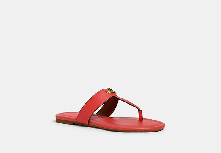 COACH®,JESSIE SANDAL,Leather,TANGERINE,Front View