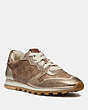 COACH®,C118 RUNNER,mixedmaterial,Tan/Champagne,Front View