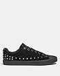 COACH®,C101 WITH STUDS,Suede,Black,Angle View