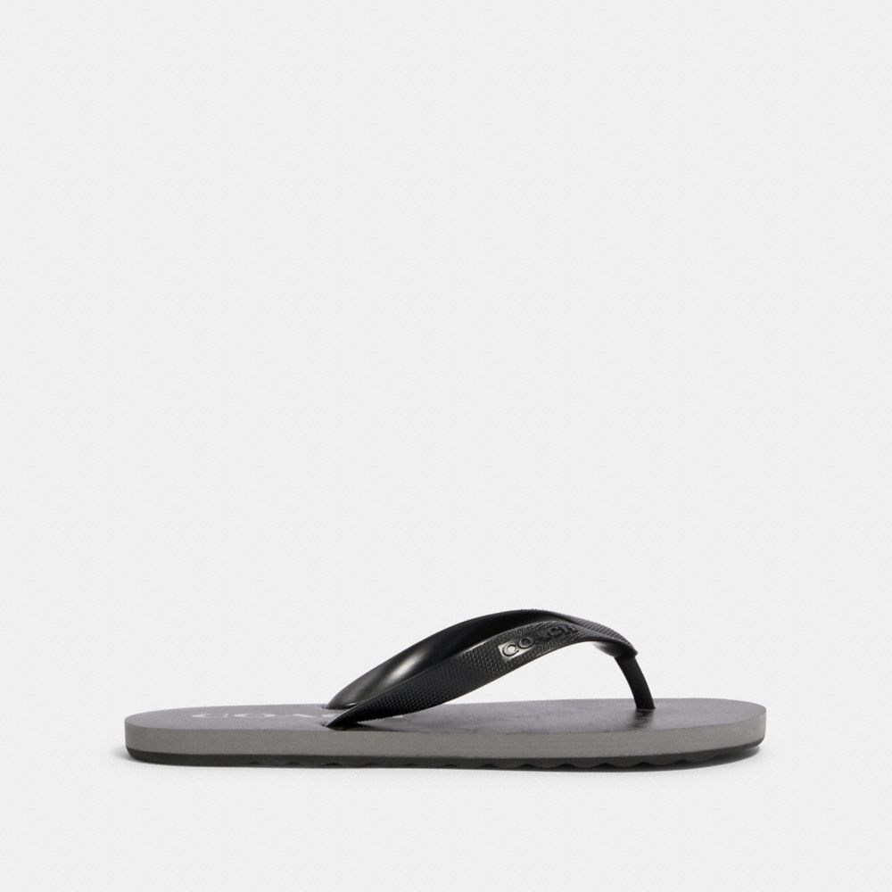 COACH®,ZAK FLIP FLOP,Caoutchouc,Noir/Charbon,Angle View