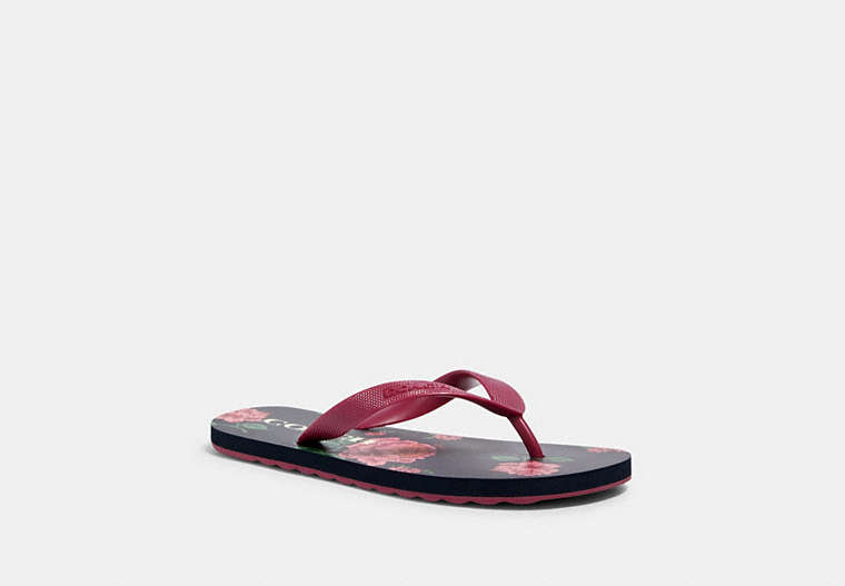 COACH®,ZAK FLIP FLOP WITH FLORAL PRINT,Rubber,NAVY/PINK,Front View