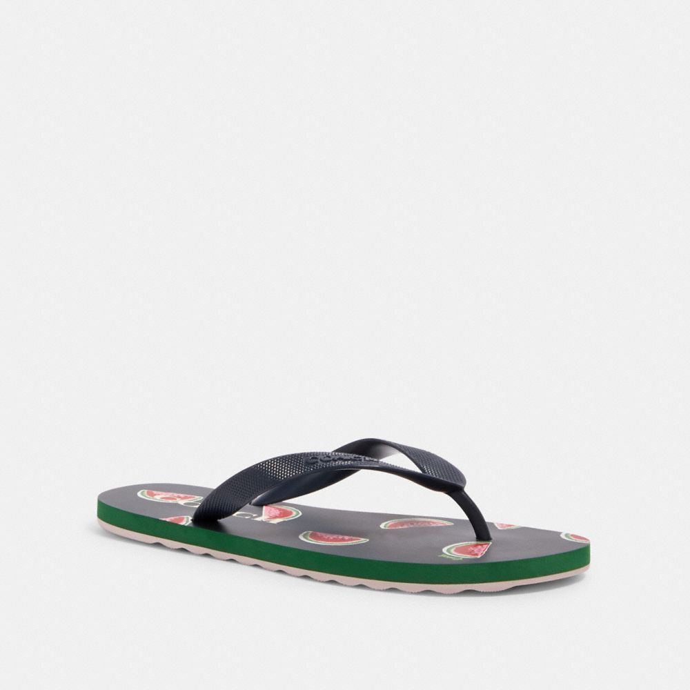 COACH®,ZAK FLIP FLOP WITH FLORAL PRINT,Rubber,Navy Watermelon,Front View