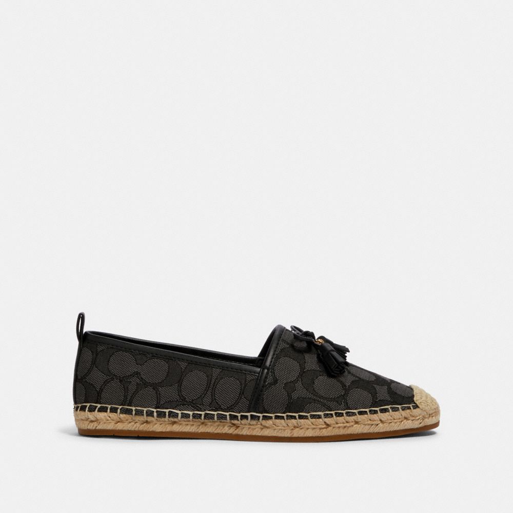 COACH®,CARSON ESPADRILLE,Black/Coal,Angle View