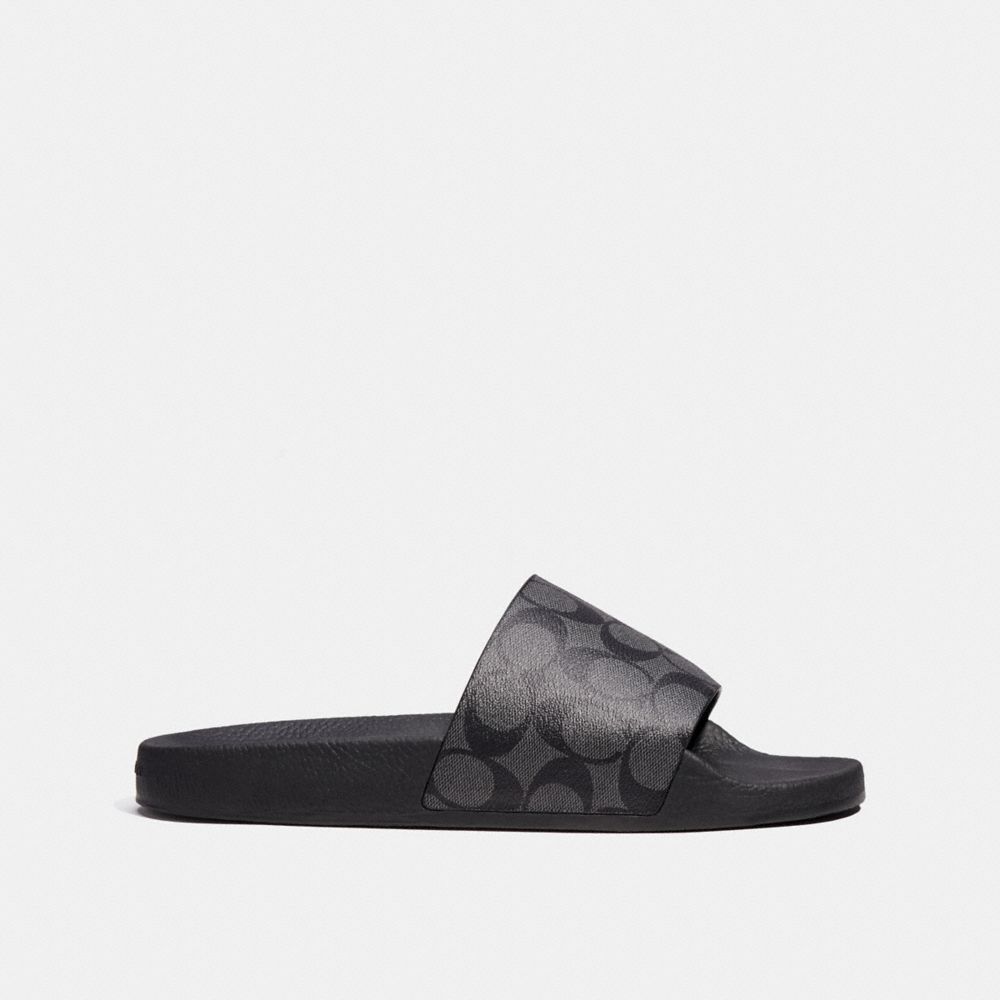 COACH®,SLIDE,Charcoal/Black,Angle View