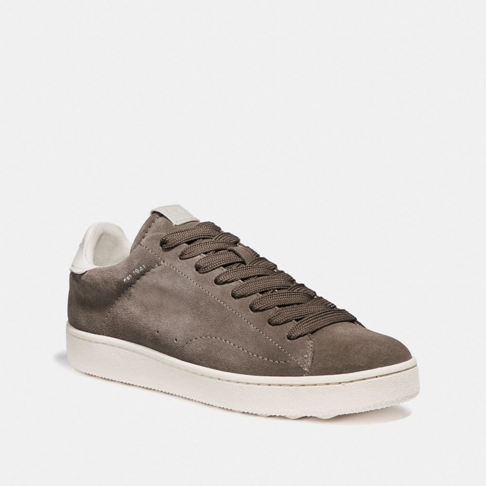 COACH®,C101 LOW TOP SNEAKER,Suede,HEATHER GREY,Front View