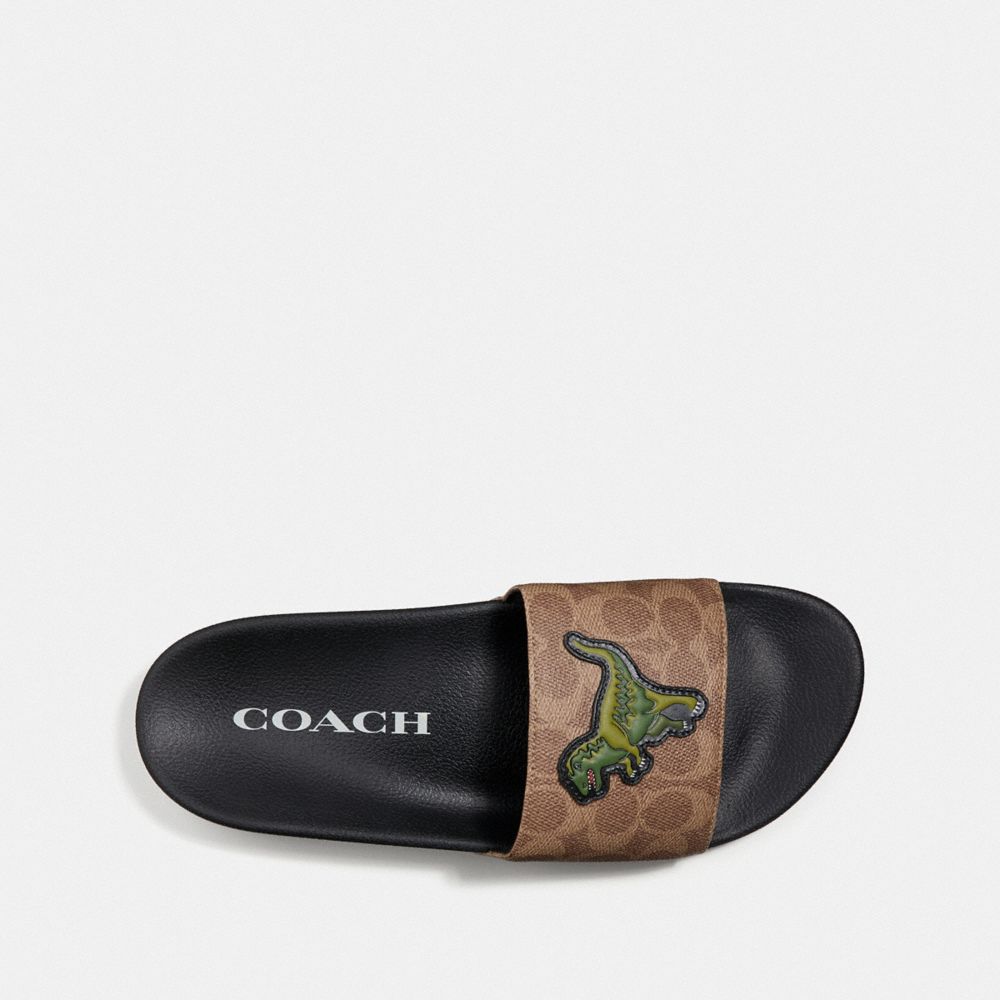 COACH®,SLIDE WITH REXY,Coated Canvas,KHAKI,Inside View,Top View