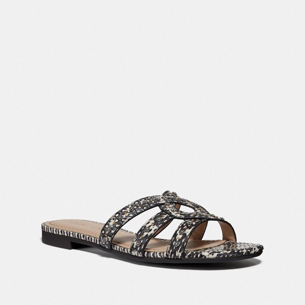 COACH®,KENNEDY SANDAL,Exotic,Natural,Front View