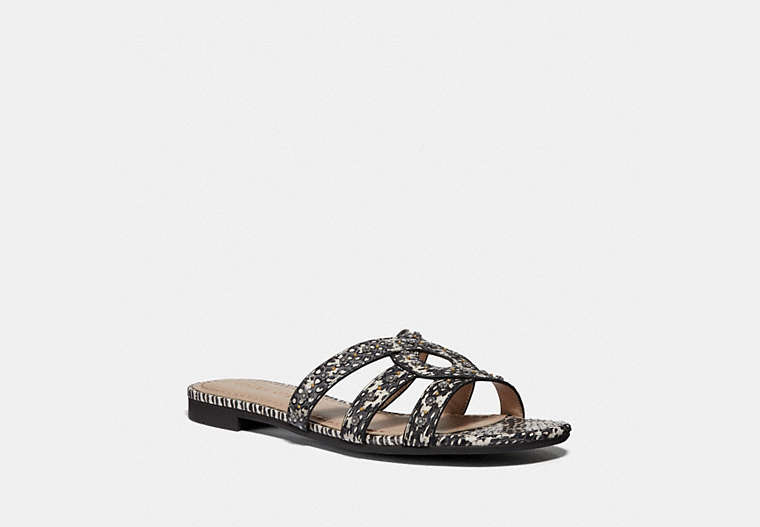 COACH®,KENNEDY SANDAL,Exotic,Natural,Front View image number 0