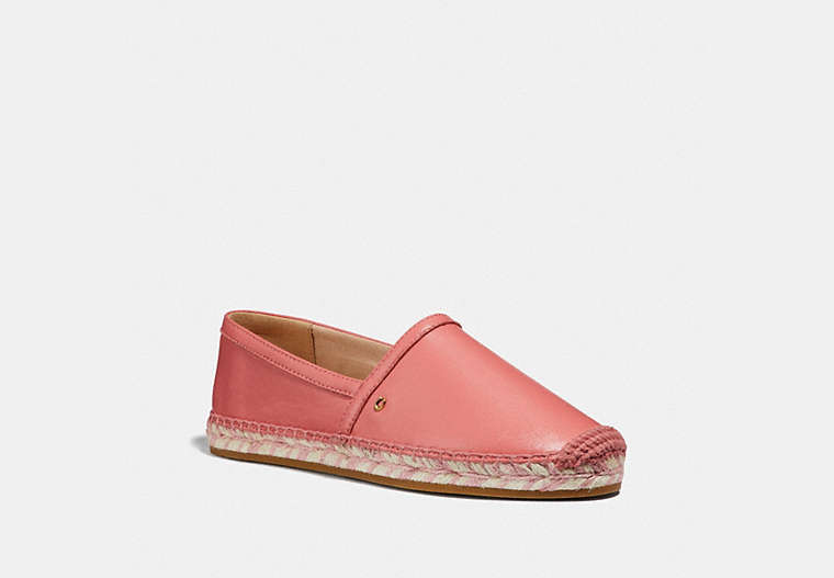 COACH®,CASEY ESPADRILLE,Leather,Bright Coral,Front View