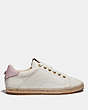 COACH®,C101 LOW TOP ESPADRILLE,Leather,White/Petal,Angle View