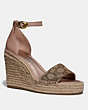 COACH®,KIT WEDGE ESPADRILLE,Mixed Material,Khaki/Pale Blush,Front View