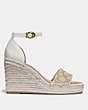 COACH®,KIT WEDGE ESPADRILLE,Mixed Material,Ivory/Chalk,Angle View