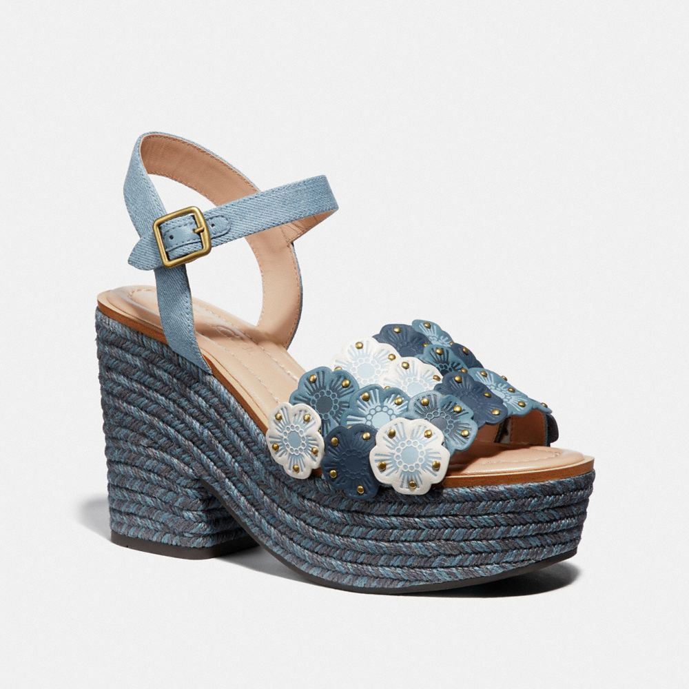 COACH®,JAE ESPADRILLE SANDAL,Leather,DENIM MULTI,Front View image number 0