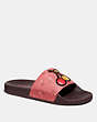 COACH®,UDELE SPORT SLIDE WITH FLORAL BOW PRINT,Mixed Material,Pink/Multi,Front View