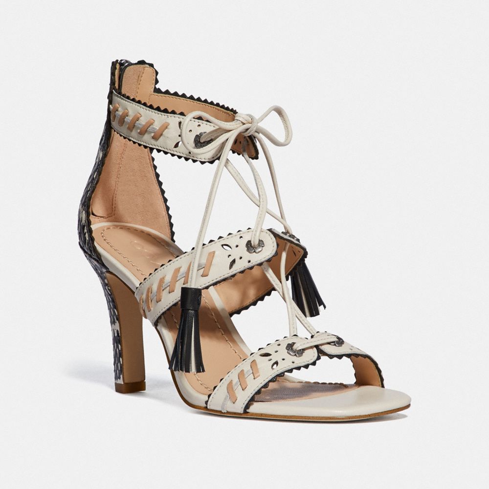 COACH®,BELLA HEEL,mixedmaterial,CHALK/NATURAL,Front View