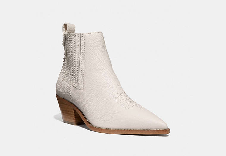 COACH®,MELODY BOOTIE,Leather,Chalk,Front View