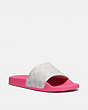 COACH®,UDELE SPORT SLIDE IN SIGNATURE CANVAS,Signature Coated Canvas/Rubber,Chalk/Confetti Pink,Front View